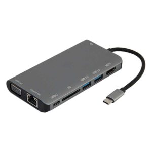 هاب داک استیشن 8 پورت USB-C با خروجی HDMI و VGA