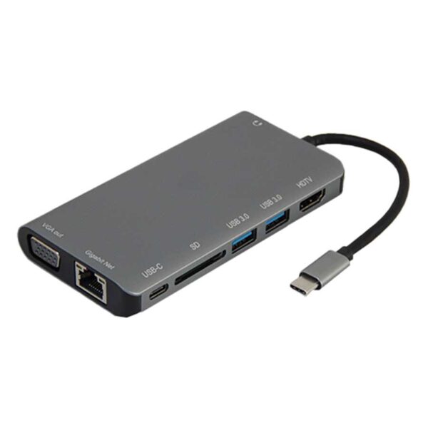 هاب داک استیشن 8 پورت USB-C با خروجی HDMI و VGA